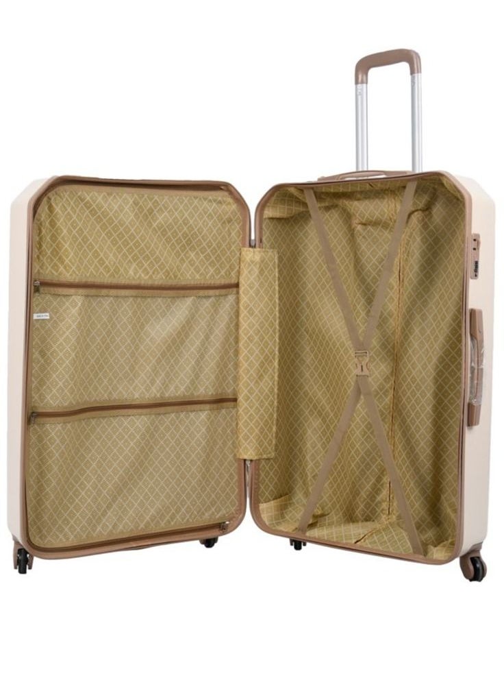 MORANO 4-Piece Luggage Trolley Bag Set Beige with Khaki  - Image 4