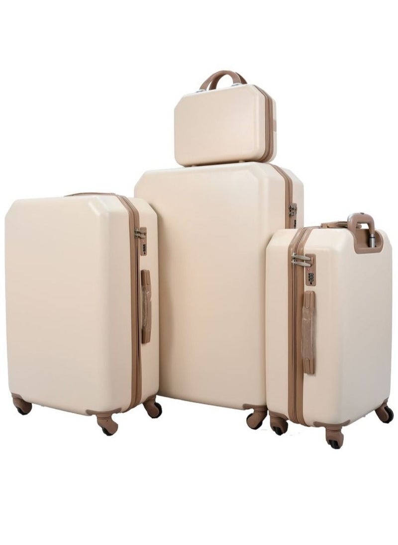 MORANO 4-Piece Luggage Trolley Bag Set Beige with Khaki  - Image 1