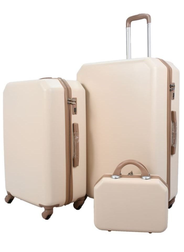 MORANO 4-Piece Luggage Trolley Bag Set Beige with Khaki  - Image 2
