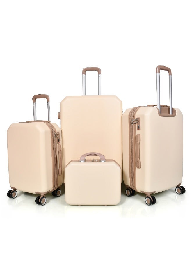 MORANO 4-Piece Luggage Trolley Bag Set Beige with Khaki - Image 1