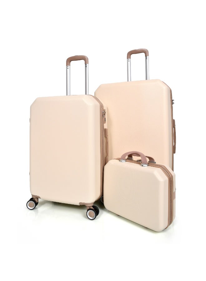 MORANO 4-Piece Luggage Trolley Bag Set Beige with Khaki - Image 3