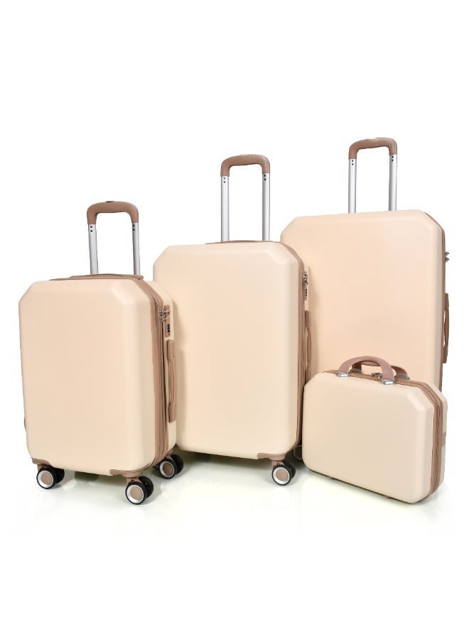 MORANO 4-Piece Luggage Trolley Bag Set Beige with Khaki - Image 2