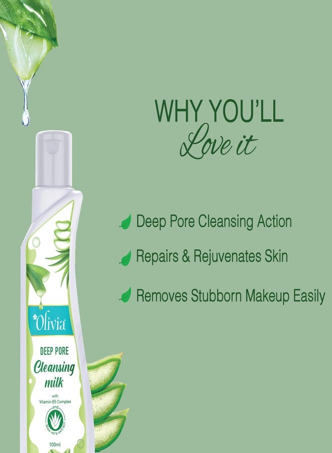 Olivia Aloe Vera Cleansing Milk with Marula Oil (100ml) | Deep Cleanser & Makeup Remover | Anti-Aging Skincare | Nourishes, Hydrates & Revitalizes Skin for Radiant Glow | Paraben-Free - Image 2