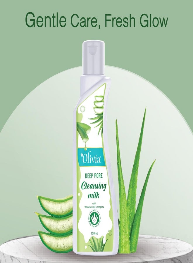 Olivia Aloe Vera Cleansing Milk with Marula Oil (100ml) | Deep Cleanser & Makeup Remover | Anti-Aging Skincare | Nourishes, Hydrates & Revitalizes Skin for Radiant Glow | Paraben-Free - Image 3