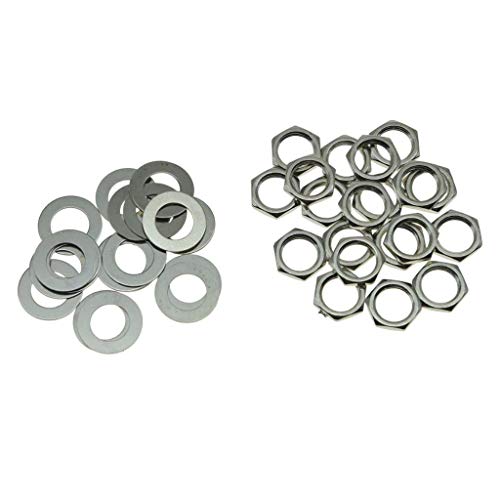 KAISH 20pcs USA thead Guitar Input Output Jack Socket Nut and Washer Guitar Jack Nuts for Switchcraft Sockets Nickel - Image 5