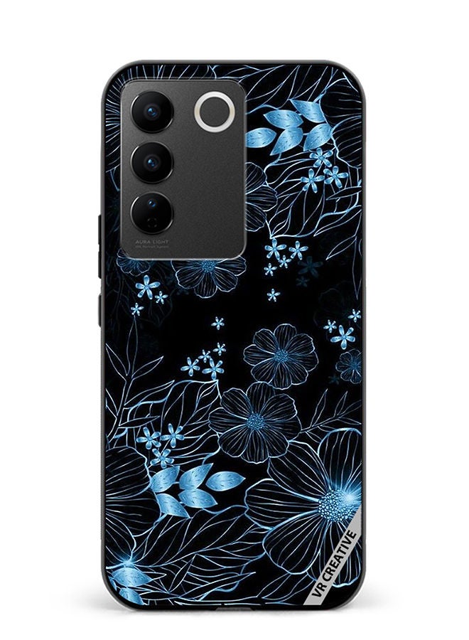 VR CREATIVE Protective Case Cover For Vivo V27e Blue Flower Design Multicolour - Image 1