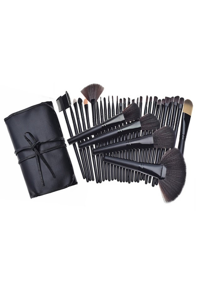 32-pieces Soft Fur Professional Womens Makeup Brush Sets With PU Storage Bag Wooden High-end Face Eye-shadow Eyeliner Cosmetic Brush Sets - Image 2