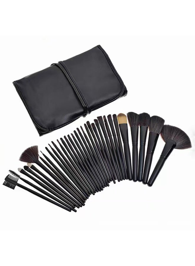 32-pieces Soft Fur Professional Womens Makeup Brush Sets With PU Storage Bag Wooden High-end Face Eye-shadow Eyeliner Cosmetic Brush Sets - Image 1