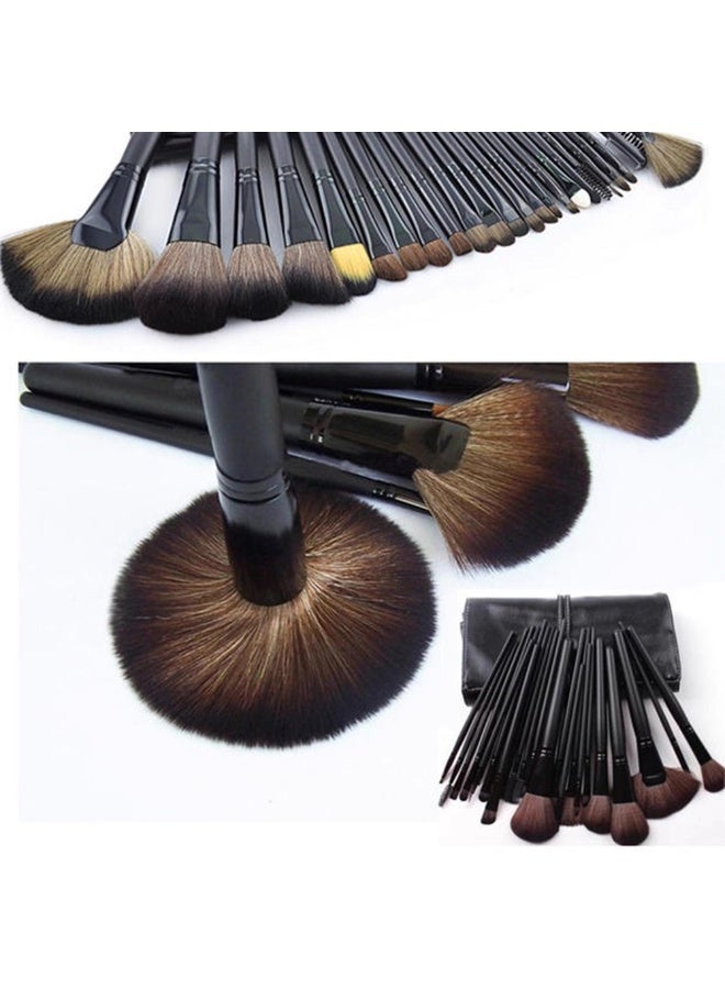 32-pieces Soft Fur Professional Womens Makeup Brush Sets With PU Storage Bag Wooden High-end Face Eye-shadow Eyeliner Cosmetic Brush Sets - Image 5