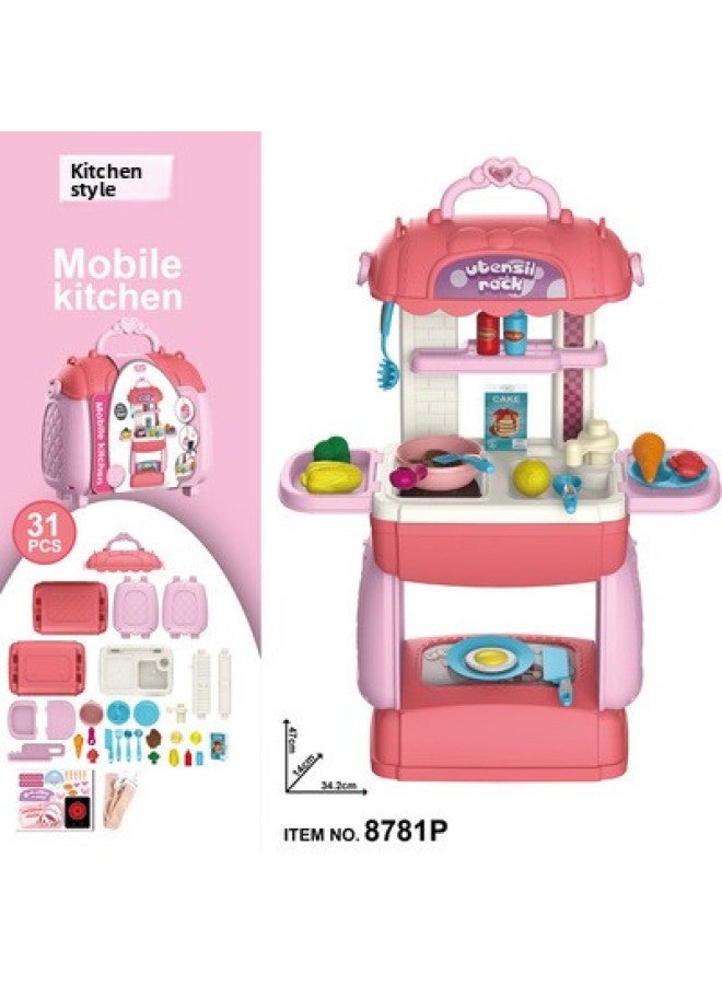 Baby Children Play House Doctor Kitchen Tableware Dressing And Hairdressing Supermarket Shoulder Crossbody Bag Deformation Toys-Color:Boba Crossbody Bag, Kitchen (female)  - Image 1