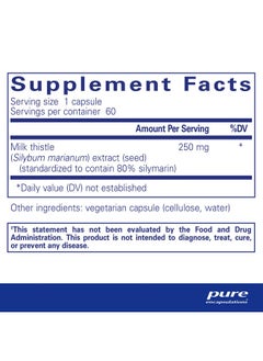 Pure Encapsulations Silymarin ; Milk Thistle Extract Supplement For Liver Support And Antioxidant Activity* ; 60 Capsules  - Image 3