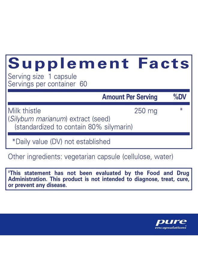 Pure Encapsulations - Silymarin ; Milk Thistle Extract Supplement For Liver Support And Antioxidant Activity* ; 60 Capsules - Image 1