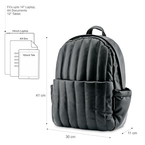 Fastrack Puff and Pack Backpack | Faux-Leather Women's Handbags | 13.53 Litre 14" Laptop Backpack for Workwear and College,Black - Image 4