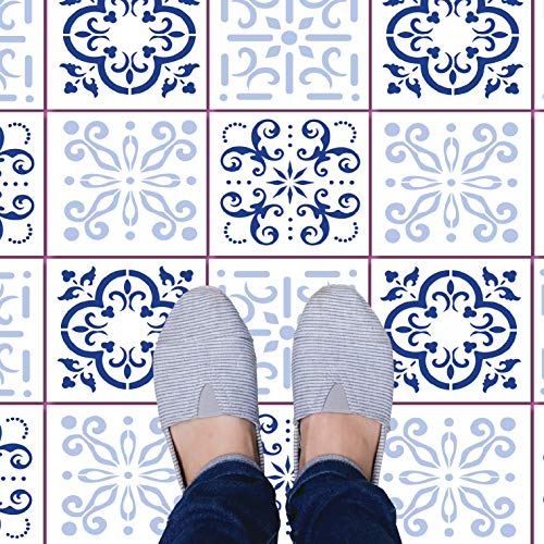 I Like That Lamp Pack of 4 Tile Stencil Set (8 x 8 inches), Mexican Pattern, Reusable Stencils for Painting Floors/Walls/Furniture, Fits 8” x 8” Tiles, DIY Talavera Mosaic Home Decor, Made in USA - Image 5