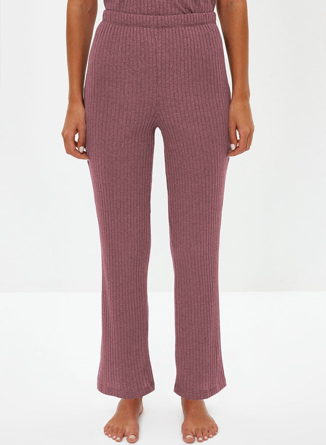 trendyol Dusty Rose Corduroy Knitted Pajama Set with Strappy Straps THMSS21PT0125  - Image 5