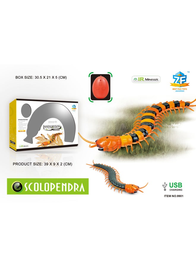 Hot-selling Infrared Remote Control Electric Lizard Simulation Snake Mouse Spider April Fool's Day Trick Animal Remote Control Toy-Color:Infrared Remote Control Centipede (with USB Charging Cable) 9901  - Image 1