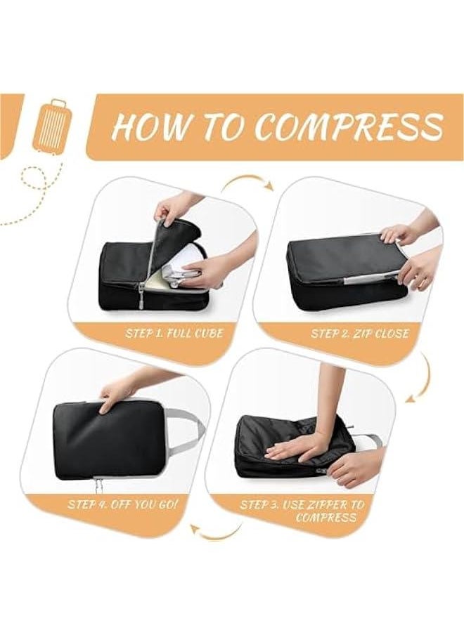 HOOKOR Compression Packing Cubes for Suitcase, Travel Bags Organizer for Luggage with Shoe Bag, Expandable and Premium Storage - Essential for Travel,Lightweight for Travel Accessories (8PCS-Black)  - Image 3