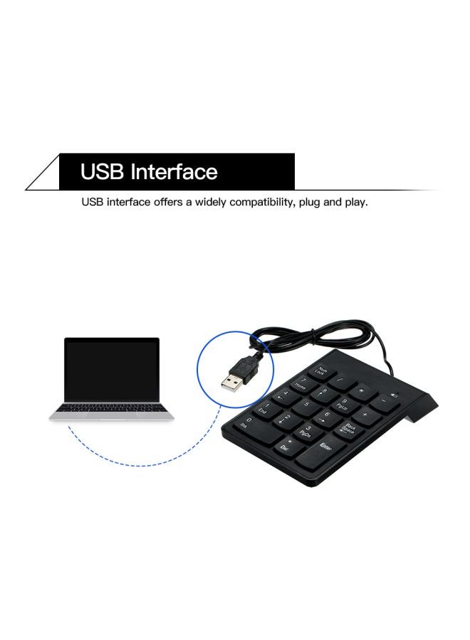 لوحة مفاتيح رقمية سلكية بوصلة USB أسود - Image 3