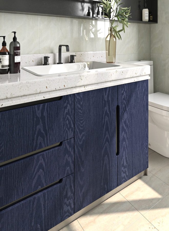 FunStick Navy Blue Stained Wood Contact Paper for Cabinets Peel and Stick Wood Wallpaper Waterproof Self Adhesive Wood Grain Contact Paper Removable Wood Wall Papers for Countertop Paper Desk 12"x200" - Image 3