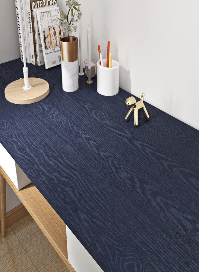 FunStick Navy Blue Stained Wood Contact Paper for Cabinets Peel and Stick Wood Wallpaper Waterproof Self Adhesive Wood Grain Contact Paper Removable Wood Wall Papers for Countertop Paper Desk 12"x200" - Image 2