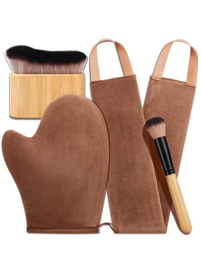 ATRJSZ 4 in 1 Luxury Velvet Tanning Mitt Self Tanning Mitt Applicator Self Tanner Brush Self Tanner Back Applicator Self Tanner Mitt Tanning Brush Tanning Glove - Image 1