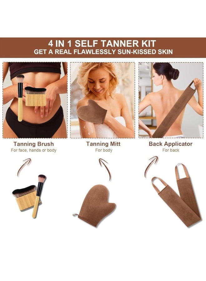 ATRJSZ 4 in 1 Luxury Velvet Tanning Mitt Self Tanning Mitt Applicator Self Tanner Brush Self Tanner Back Applicator Self Tanner Mitt Tanning Brush Tanning Glove - Image 2