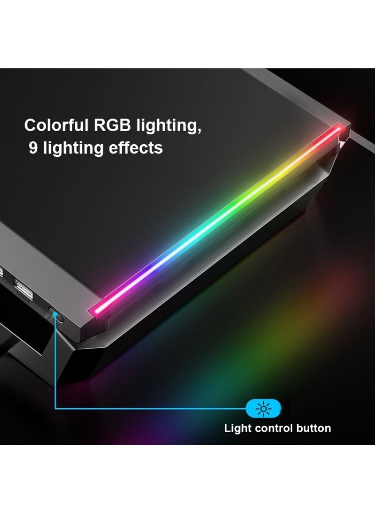 ICE COOREL - ICE COOREL Adjustable Monitor Stand Computer Riser Desktop Storage Stand with 4 USB Ports, RGB light, Mobile Phone Holder, Storage Drawer - Image 1