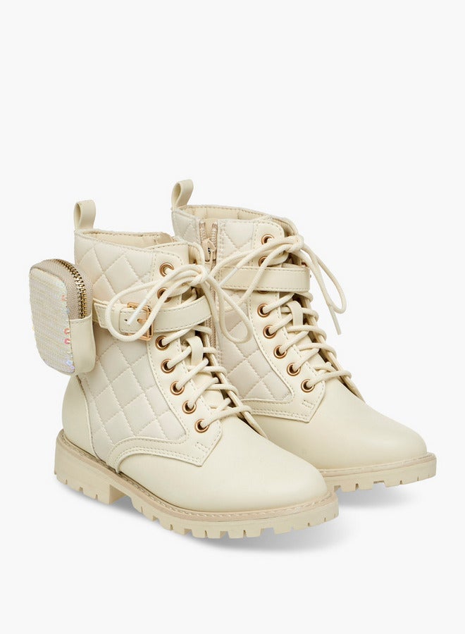 Little Missy Quilted High Cut Boots with Pouch and Zip Closure - Image 3