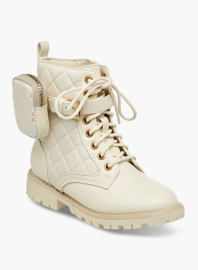 Little Missy Quilted High Cut Boots with Pouch and Zip Closure - Image 2