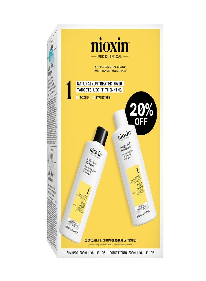 Nioxin Duo Kit | System 1 Scalp + Hair Thickening Shampoo & Conditioner, 10.1 Fl Oz Each | For Natural Hair with Light Thinning - Image 1