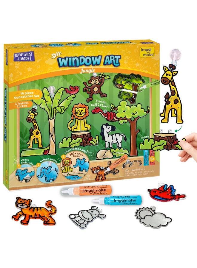 Imagimake Window Art Jungle|Glass Painting Kit|Sun Catcher|Art and Craft Kit|Toys for Girls & Boys|DIY Kit for Kids|Birthday Gift for Girls & Boys 5+ Years, Multicolor - Image 1