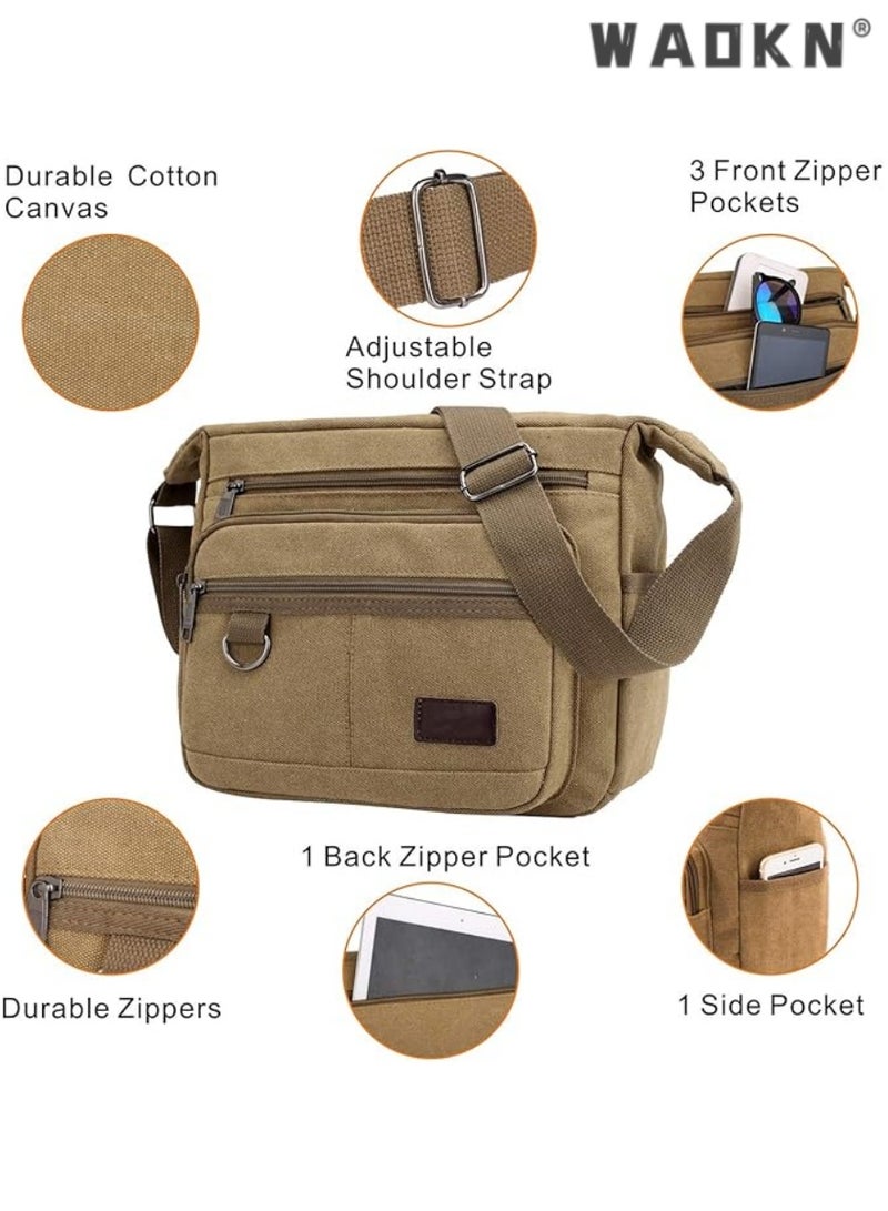 WAOKN Trendy Canvas Laptop Messenger Bag, Fits 13-Inch Notebooks, Unisex Casual Water Bottle Storage, Effortlessly Create Your Own Personalized Crossbody Style - Image 3