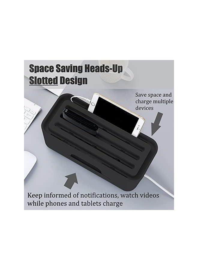 PROMASS promass Advanced Cable Management Box Extension Large Wire Organizer Box with Slotted Top for Phones, Tablets | Surge Protection for Home and Office | High Utility (Large, Black)  - Image 3