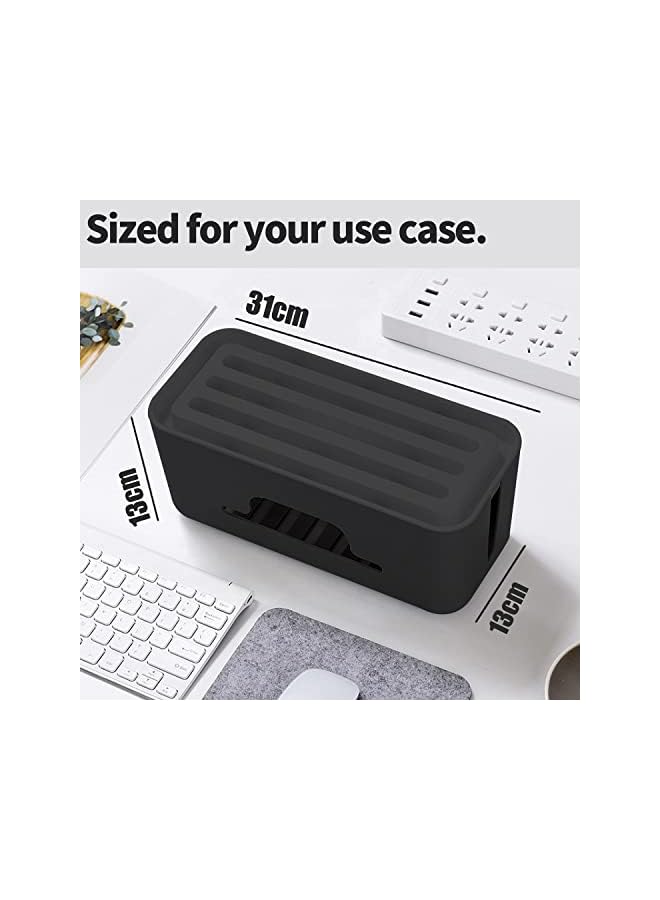 PROMASS promass Advanced Cable Management Box Extension Large Wire Organizer Box with Slotted Top for Phones, Tablets | Surge Protection for Home and Office | High Utility (Large, Black)  - Image 4