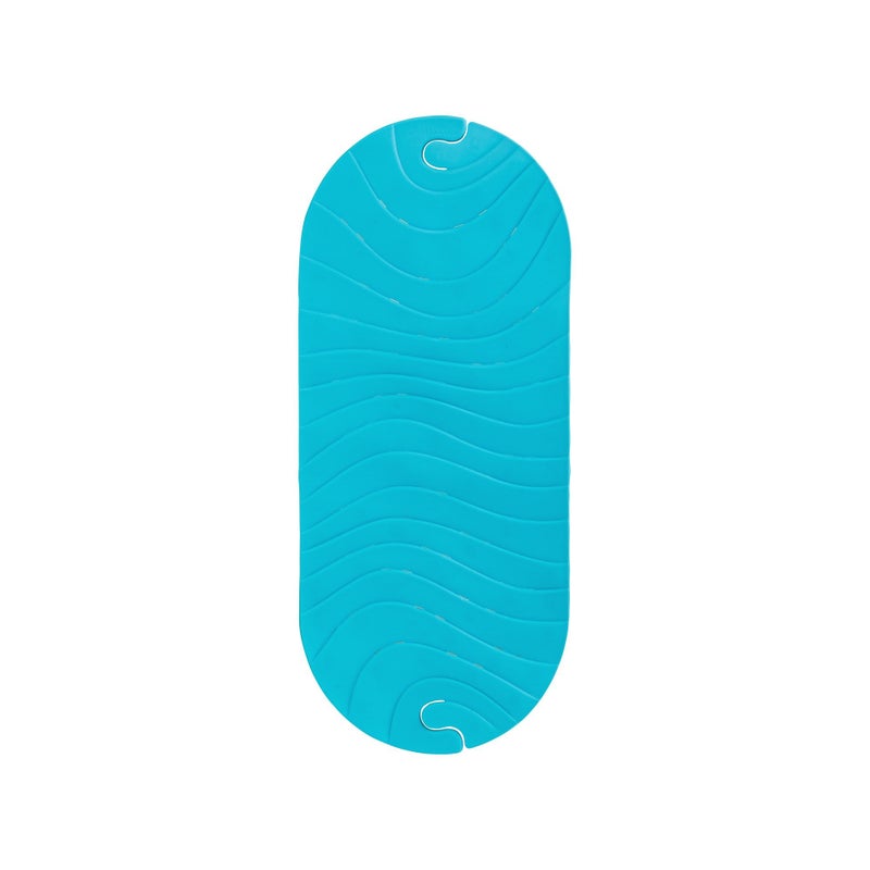 Boon B11192 RIPPLE Textured Non Slip Baby Bath Tub Mat with Hanging Hook and Drain Holes Blue