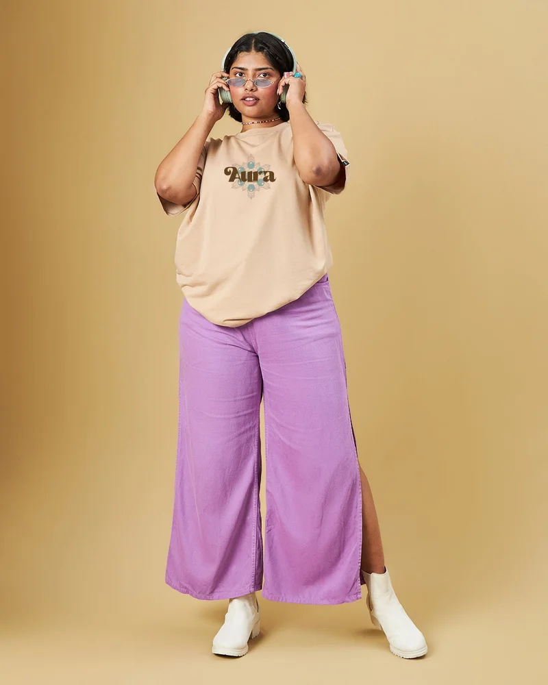 bewakoof  Women's Ginger Root Brown Traveller Graphic Printed Oversized Plus Size T-shirt for Women | Best Price UAE