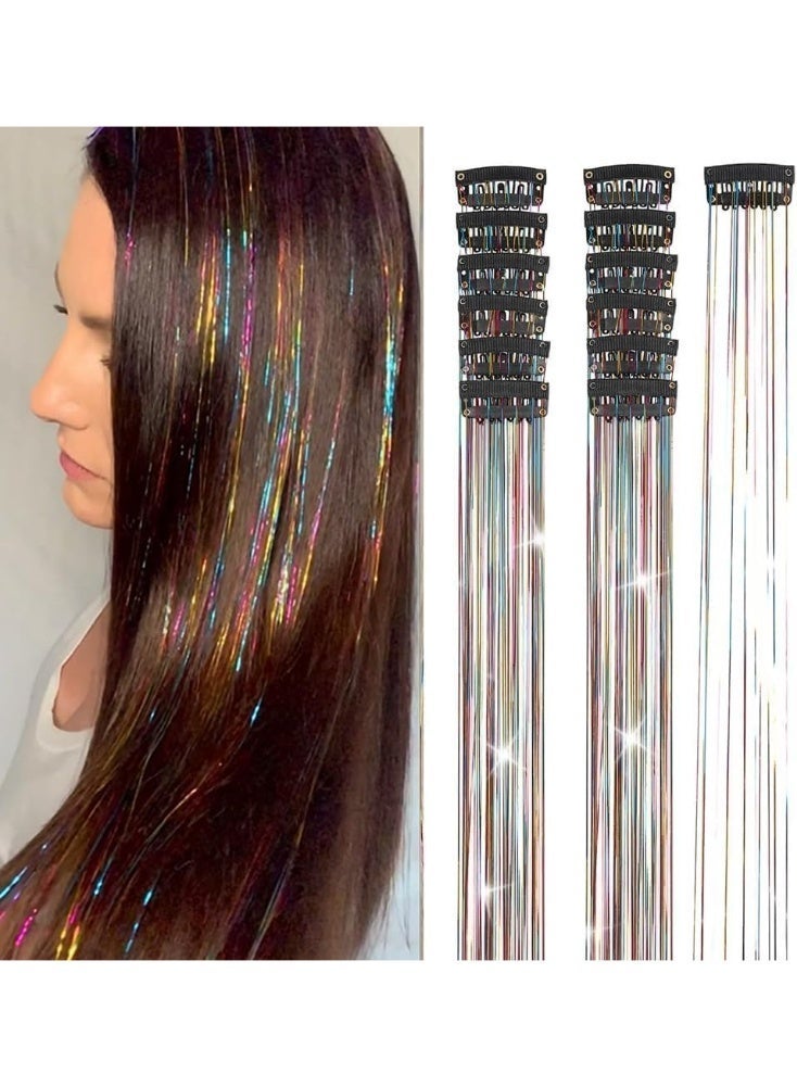 دبوس الشعر 12 قطعة قوس قزح حلية الشعر 23.6 بوصة الجنية دبوس الشعر تناسب النساء والفتيات والأطفال ، عيد الميلاد هالوين السنة الجديدة الطرف ( قوس قزح ) التألق استقبال - Image 1
