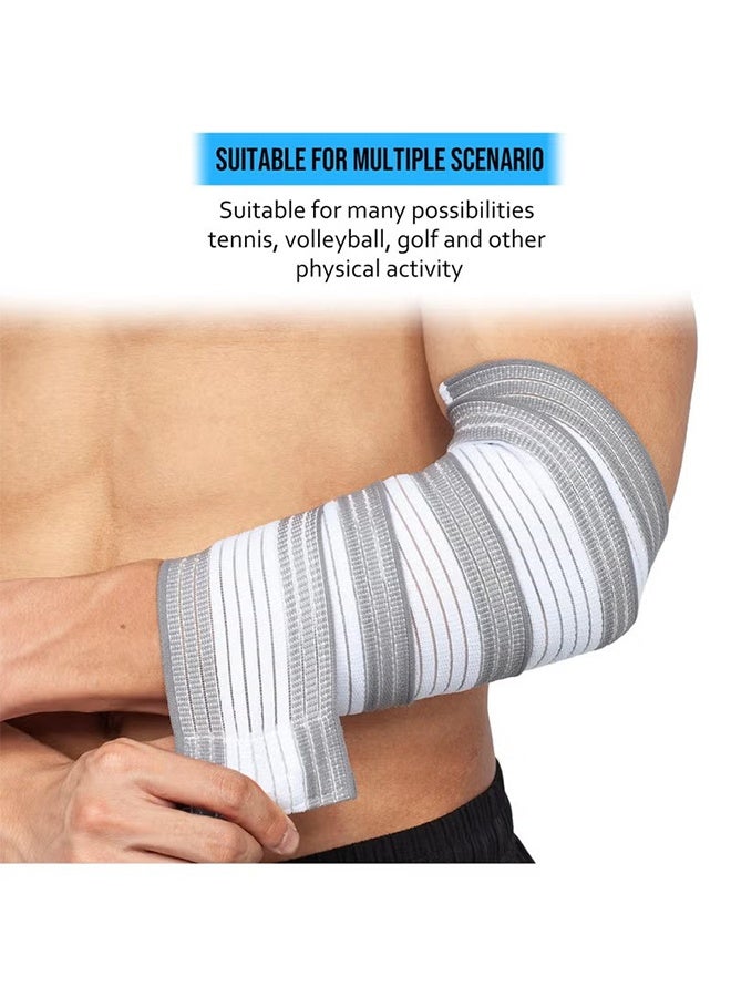 Ba Love Elbow Support Brace Compression Bandage - Adjustable Compression Strap - Fitness, Weightlifting, Sports Injury Relief - White/Grey - Image 3