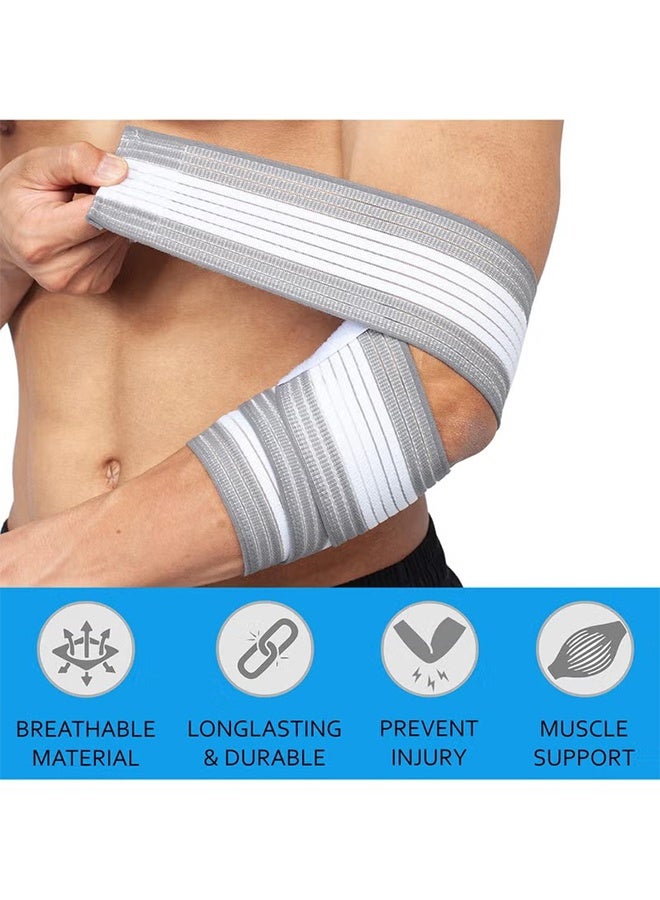 Ba Love Elbow Support Brace Compression Bandage - Adjustable Compression Strap - Fitness, Weightlifting, Sports Injury Relief - White/Grey - Image 4