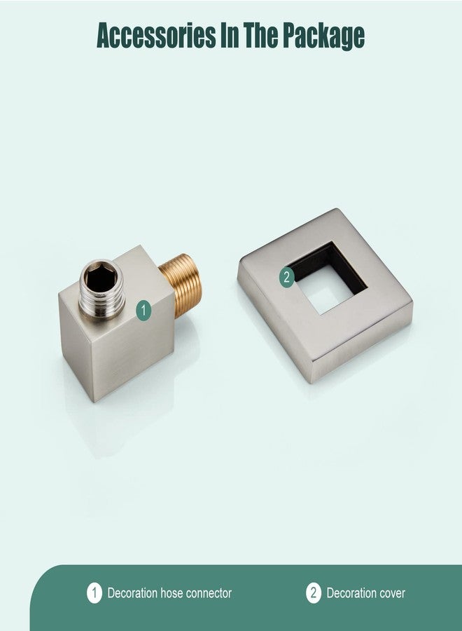 Heyalan Brushed Nickel Wall Supply Elbow Square Shower Hose Connector for Handheld Shower Without Hand and Hose - Wall Mount 90 Degree Cradle Fixed Brass - Image 5