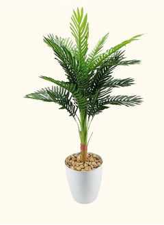 DRAMA HOME Artificial Ornamental Palm Tree in Pot Green/White120 cm  - Image 1