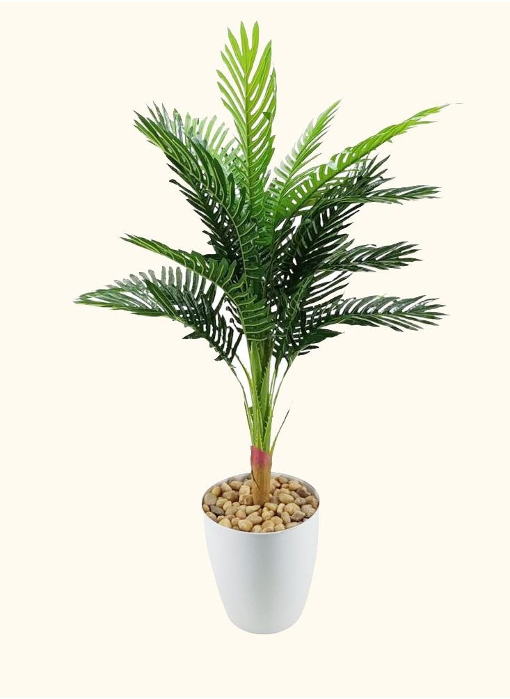 DRAMA HOME - Artificial Ornamental Palm Tree in Pot Green/White120 cm - Image 1