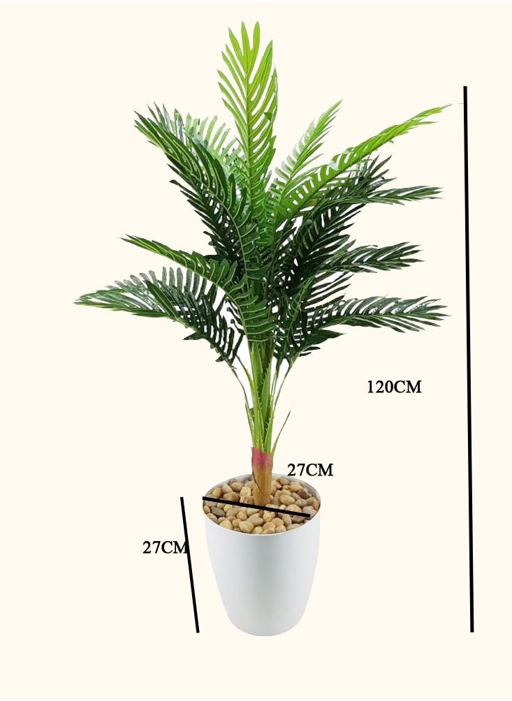 DRAMA HOME - Artificial Ornamental Palm Tree in Pot Green/White120 cm - Image 1