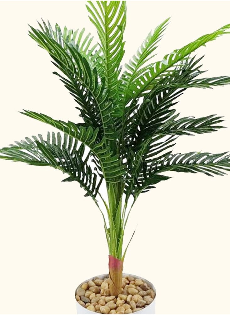 DRAMA HOME - Artificial Ornamental Palm Tree in Pot Green/White120 cm - Image 1
