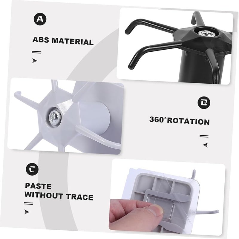 Cabilock قطعتان رف حائط مطبخ دوار حامل أدوات المطبخ الأسود والأبيط معلاق الملعقة والملعقة المسطحة توفير المساحة - Image 5