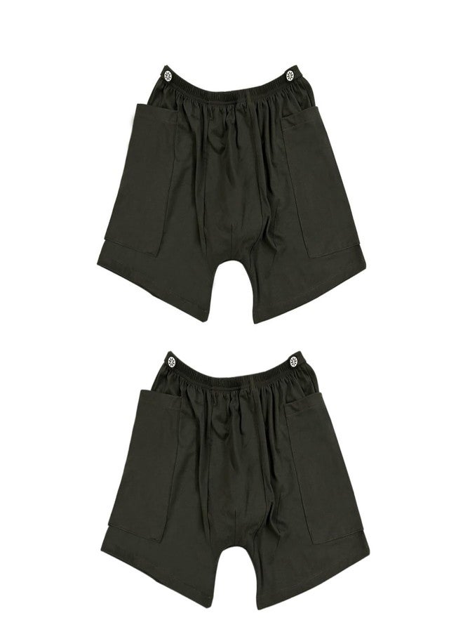 Lmaray 2 Pack Urine Bag Pants for Men, Incontinence Care Trousers with Double External Pockets for Catheter, Ostomy Drainage Bag Shorts(Men-L) - Image 1