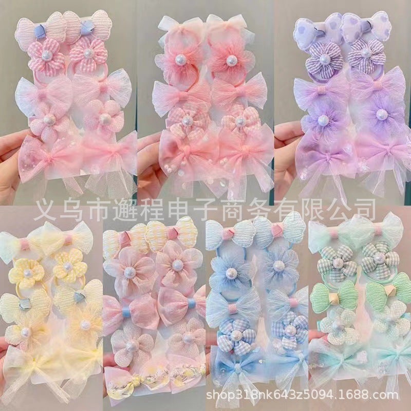Kids Bow Hair Clips Set - 10 Pieces Fabric Hair Accessories for Girls - Image 1