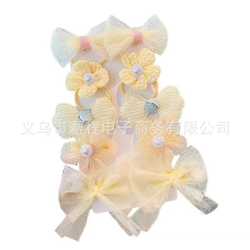Kids Bow Hair Clips Set - 10 Pieces Fabric Hair Accessories for Girls - Image 5