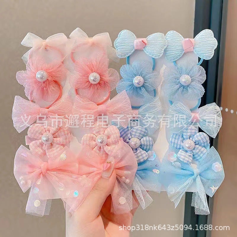 Kids Bow Hair Clips Set - 10 Pieces Fabric Hair Accessories for Girls - Image 4