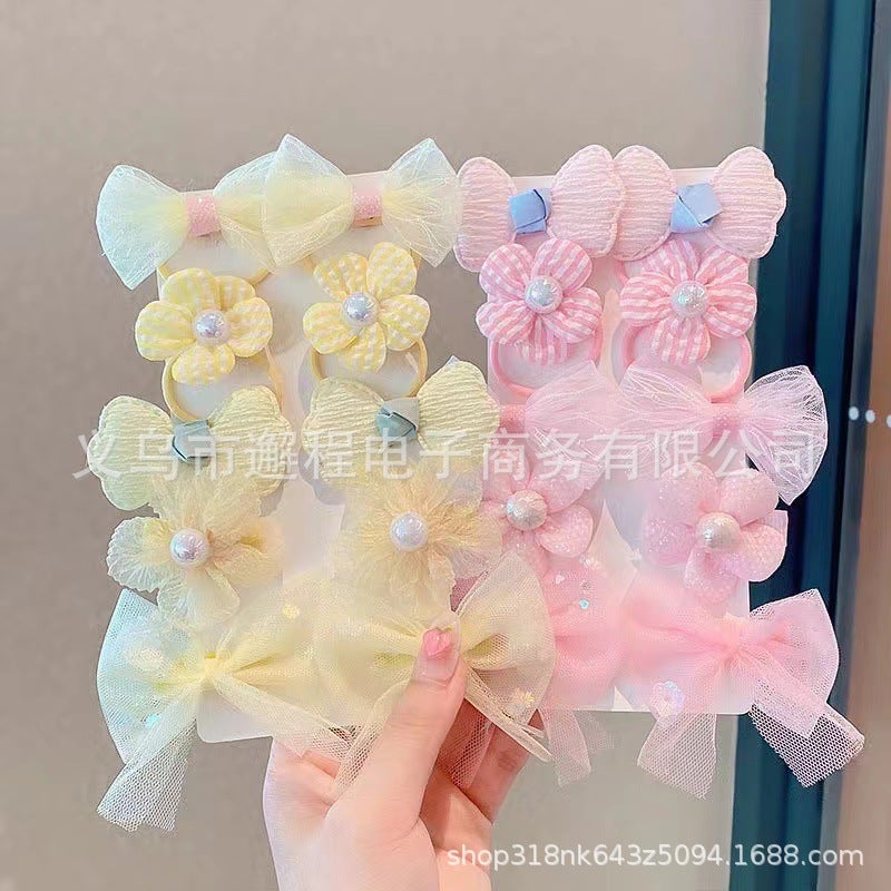 Kids Bow Hair Clips Set - 10 Pieces Fabric Hair Accessories for Girls - Image 3